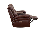 SU-9102-88-1394-73 Sunset Trading Luxe Leather Reclining Loveseat with Power Headrest | Console Storage and Cupholders | USB Ports | Brown