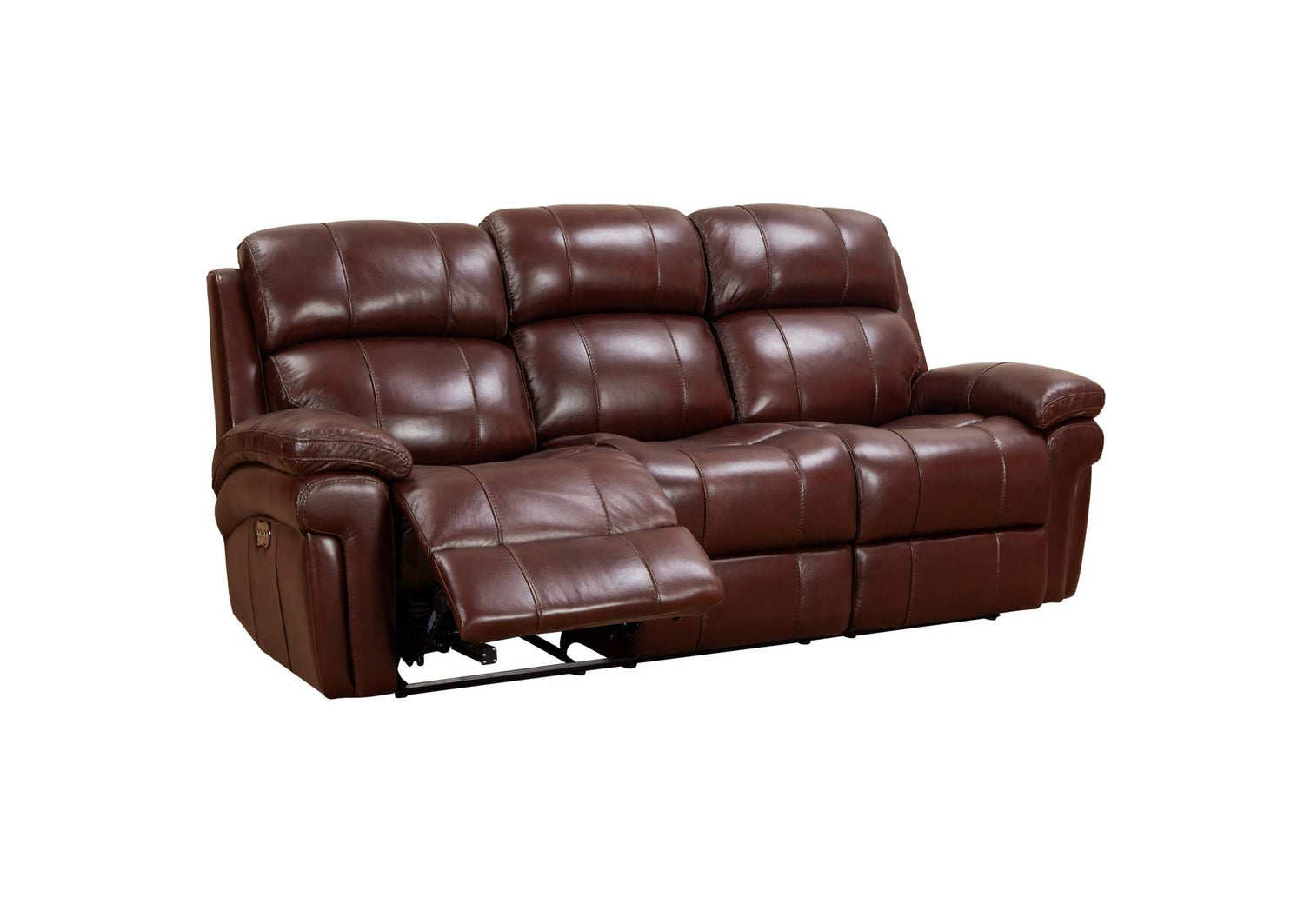 SU-9102-88-1394-58 Sunset Trading Luxe Leather Reclining Sofa with Power Headrest | 3 Seater | Dual Recline | USB Ports | Brown