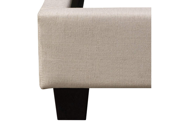 MADISONAVEQUBEDSD Madison Ave Tufted Wing Queen Bed In Sand Button Tufted Fabric