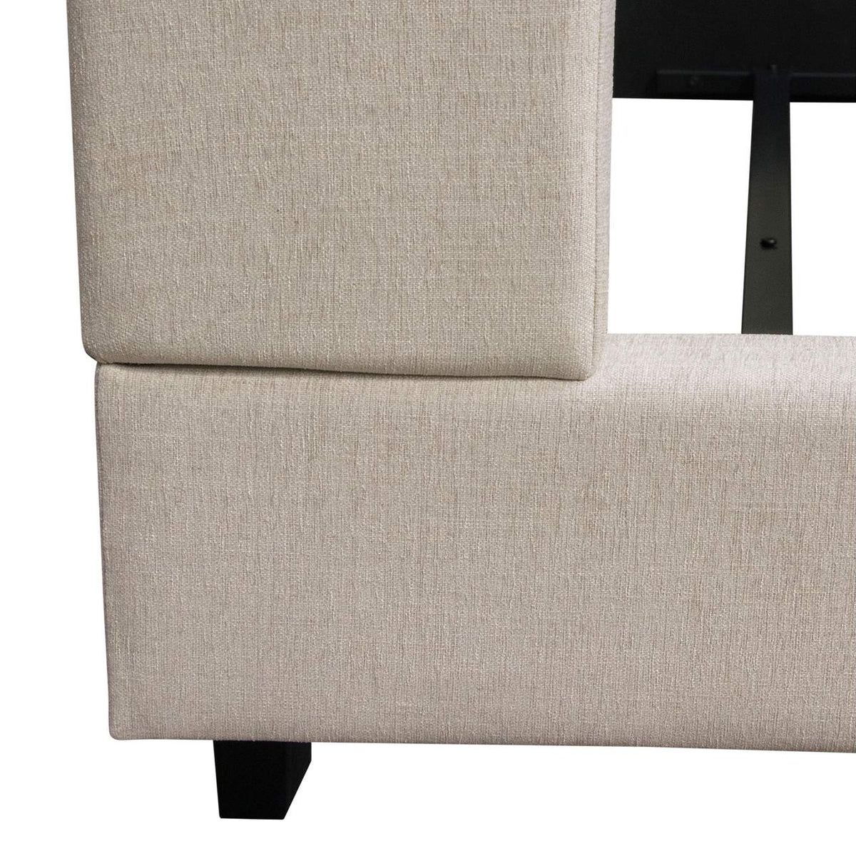 MADISONAVEQUBEDSD Madison Ave Tufted Wing Queen Bed In Sand Button Tufted Fabric