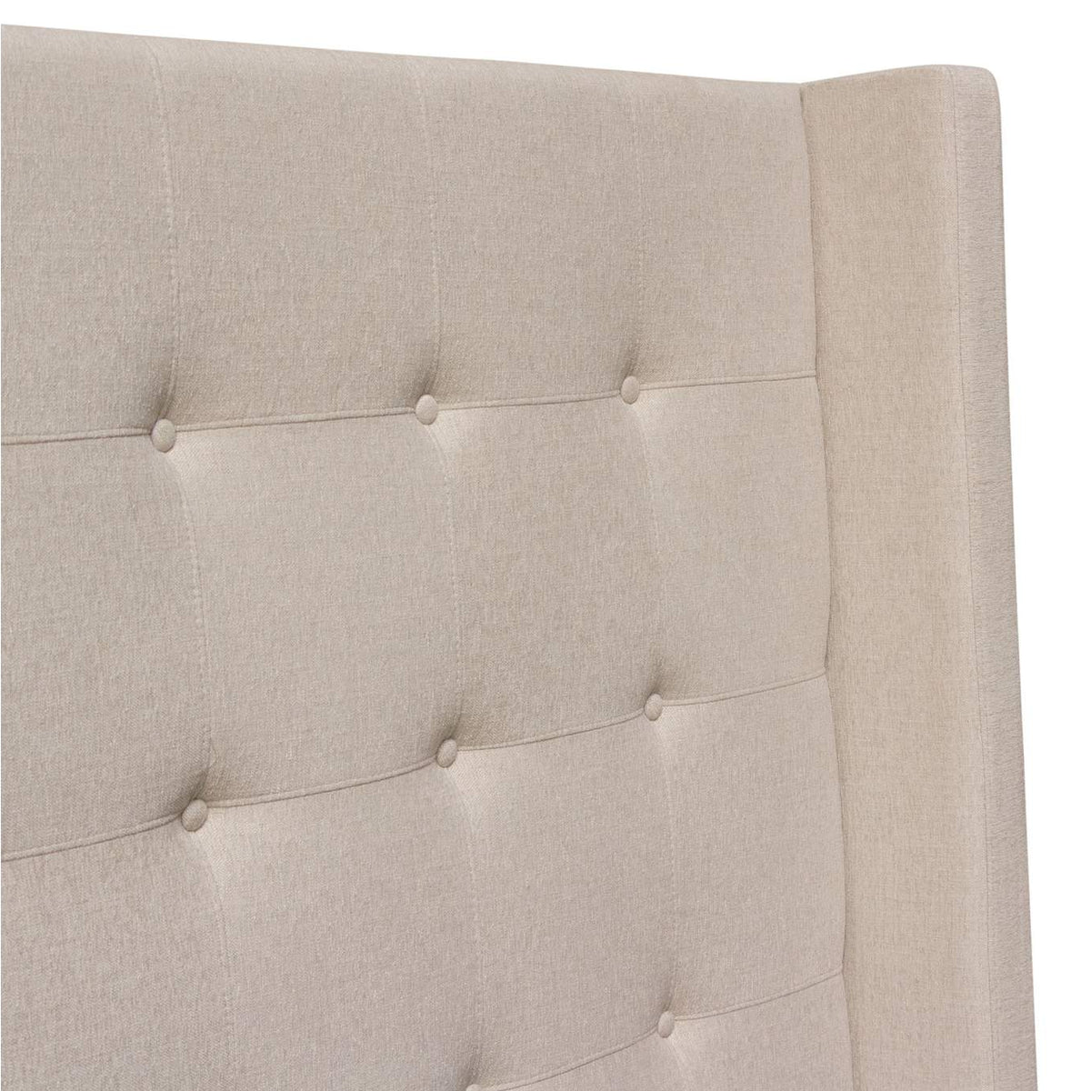 MADISONAVEQUBEDSD Madison Ave Tufted Wing Queen Bed In Sand Button Tufted Fabric