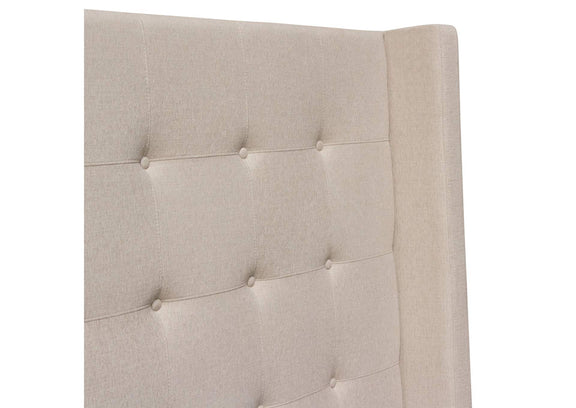 MADISONAVEQUBEDSD Madison Ave Tufted Wing Queen Bed In Sand Button Tufted Fabric