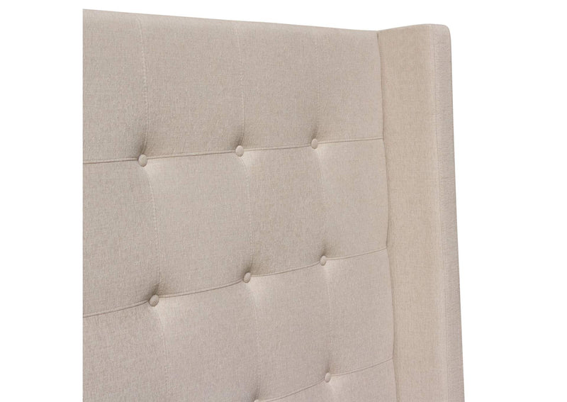 MADISONAVEQUBEDSD Madison Ave Tufted Wing Queen Bed In Sand Button Tufted Fabric