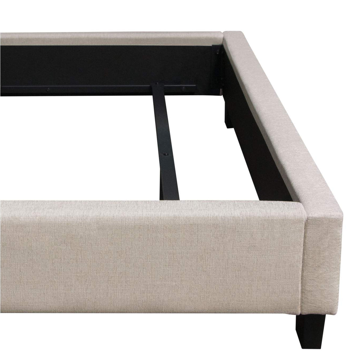 MADISONAVEQUBEDSD Madison Ave Tufted Wing Queen Bed In Sand Button Tufted Fabric