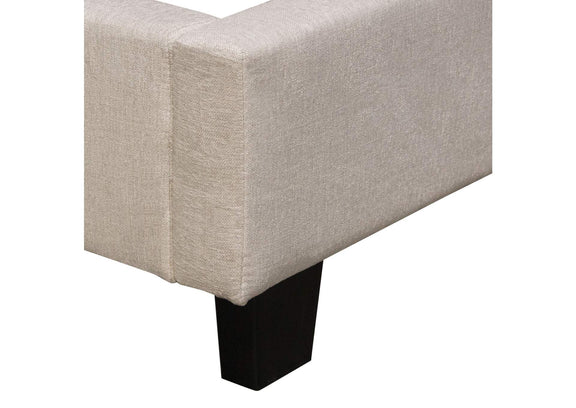MADISONAVEQUBEDSD Madison Ave Tufted Wing Queen Bed In Sand Button Tufted Fabric