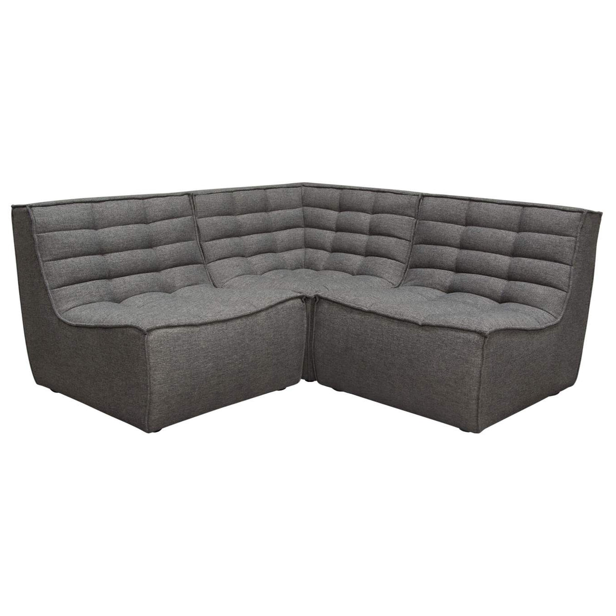 MARSHALL3PCGR Marshall 3pc Corner Modular Sectional W/ Scooped Seat In Grey Fabric