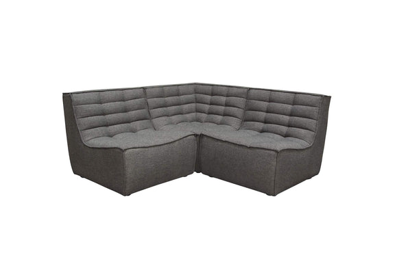 MARSHALL3PCGR Marshall 3pc Corner Modular Sectional W/ Scooped Seat In Grey Fabric