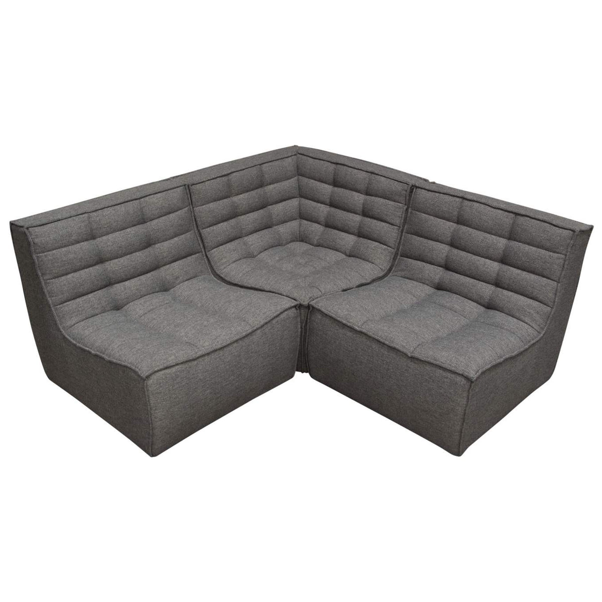MARSHALL3PCGR Marshall 3pc Corner Modular Sectional W/ Scooped Seat In Grey Fabric
