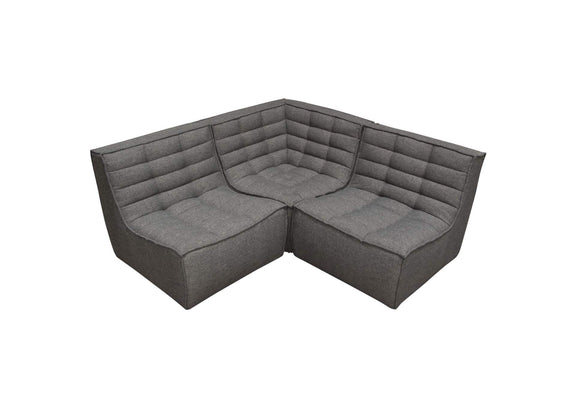 MARSHALL3PCGR Marshall 3pc Corner Modular Sectional W/ Scooped Seat In Grey Fabric