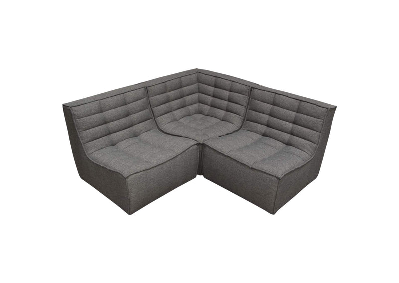 MARSHALL3PCGR Marshall 3pc Corner Modular Sectional W/ Scooped Seat In Grey Fabric