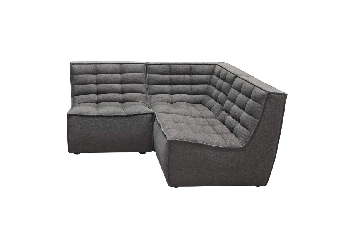 MARSHALL3PCGR Marshall 3pc Corner Modular Sectional W/ Scooped Seat In Grey Fabric