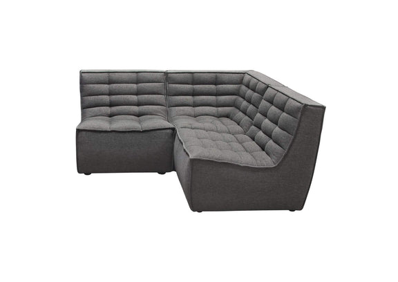 MARSHALL3PCGR Marshall 3pc Corner Modular Sectional W/ Scooped Seat In Grey Fabric