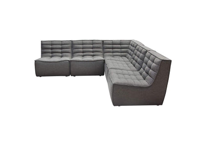 MARSHALL5PCGR Marshall 5pc Corner Modular Sectional W/ Scooped Seat In Grey Fabric