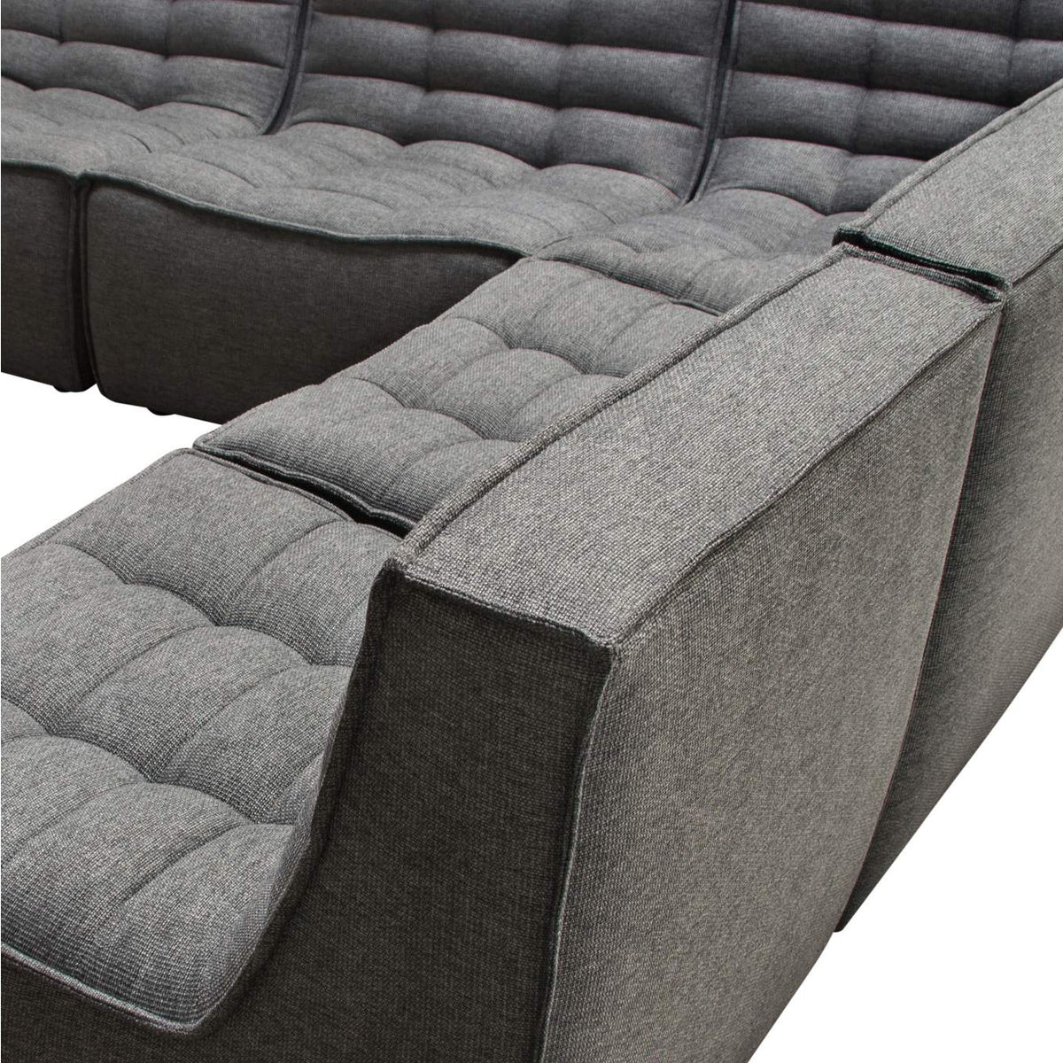 MARSHALL5PCGR Marshall 5pc Corner Modular Sectional W/ Scooped Seat In Grey Fabric
