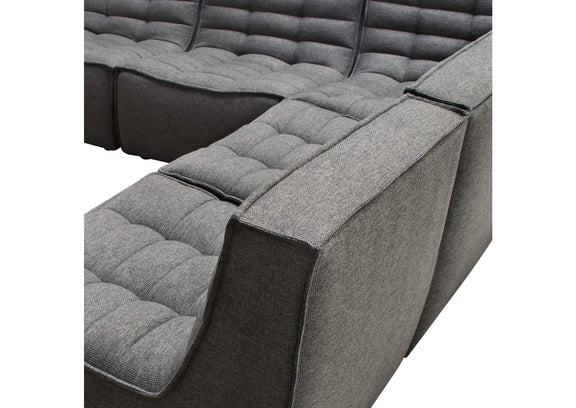 MARSHALL5PCGR Marshall 5pc Corner Modular Sectional W/ Scooped Seat In Grey Fabric