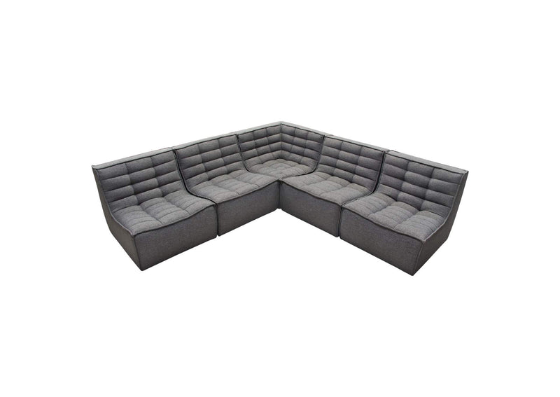 MARSHALL5PCGR Marshall 5pc Corner Modular Sectional W/ Scooped Seat In Grey Fabric