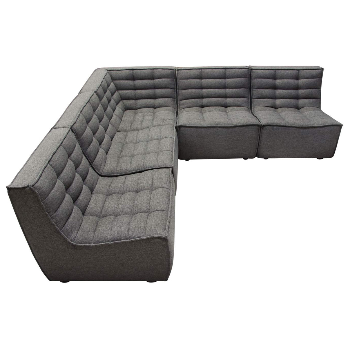 MARSHALL5PCGR Marshall 5pc Corner Modular Sectional W/ Scooped Seat In Grey Fabric