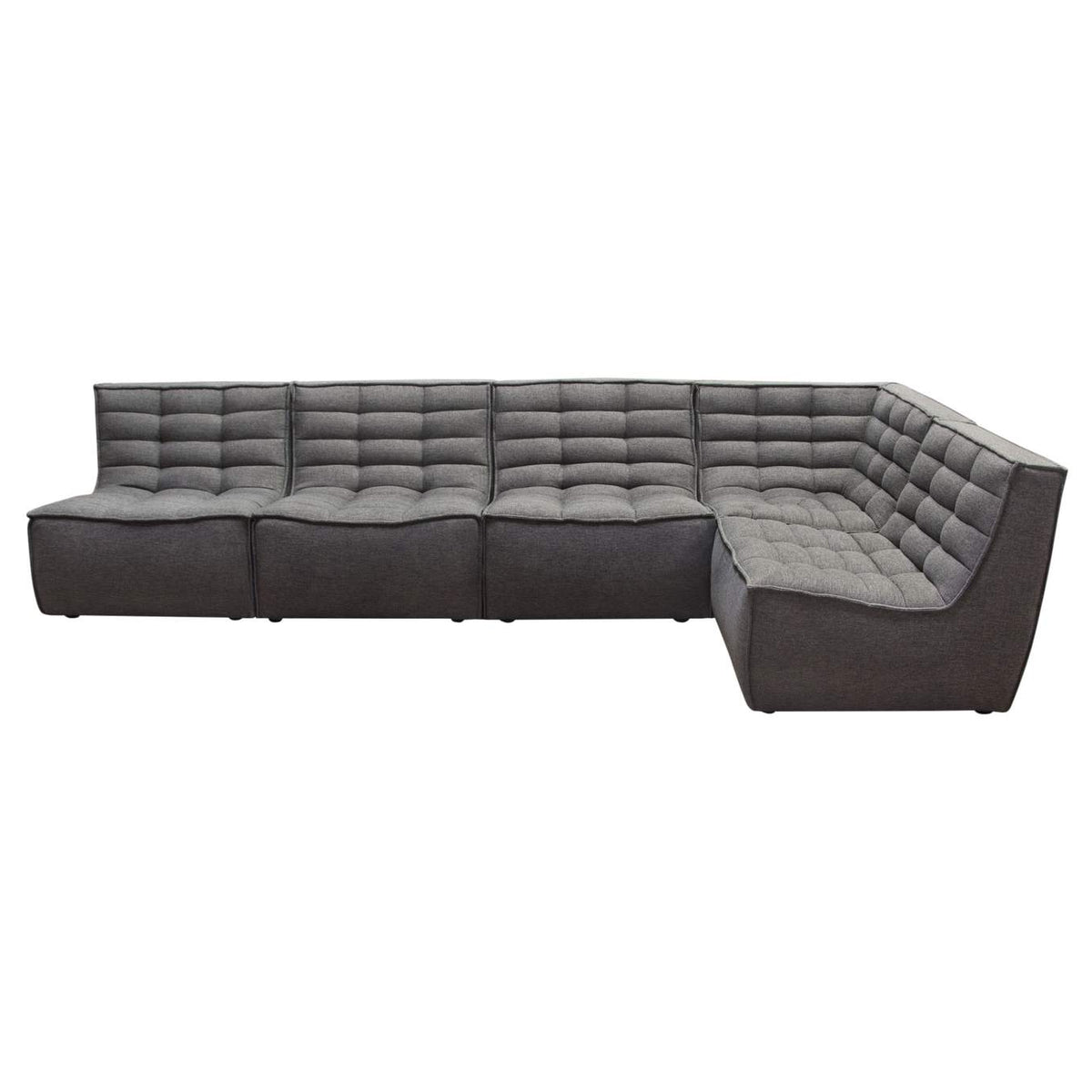 MARSHALL5PCGR Marshall 5pc Corner Modular Sectional W/ Scooped Seat In Grey Fabric