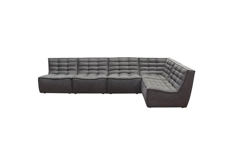 MARSHALL5PCGR Marshall 5pc Corner Modular Sectional W/ Scooped Seat In Grey Fabric