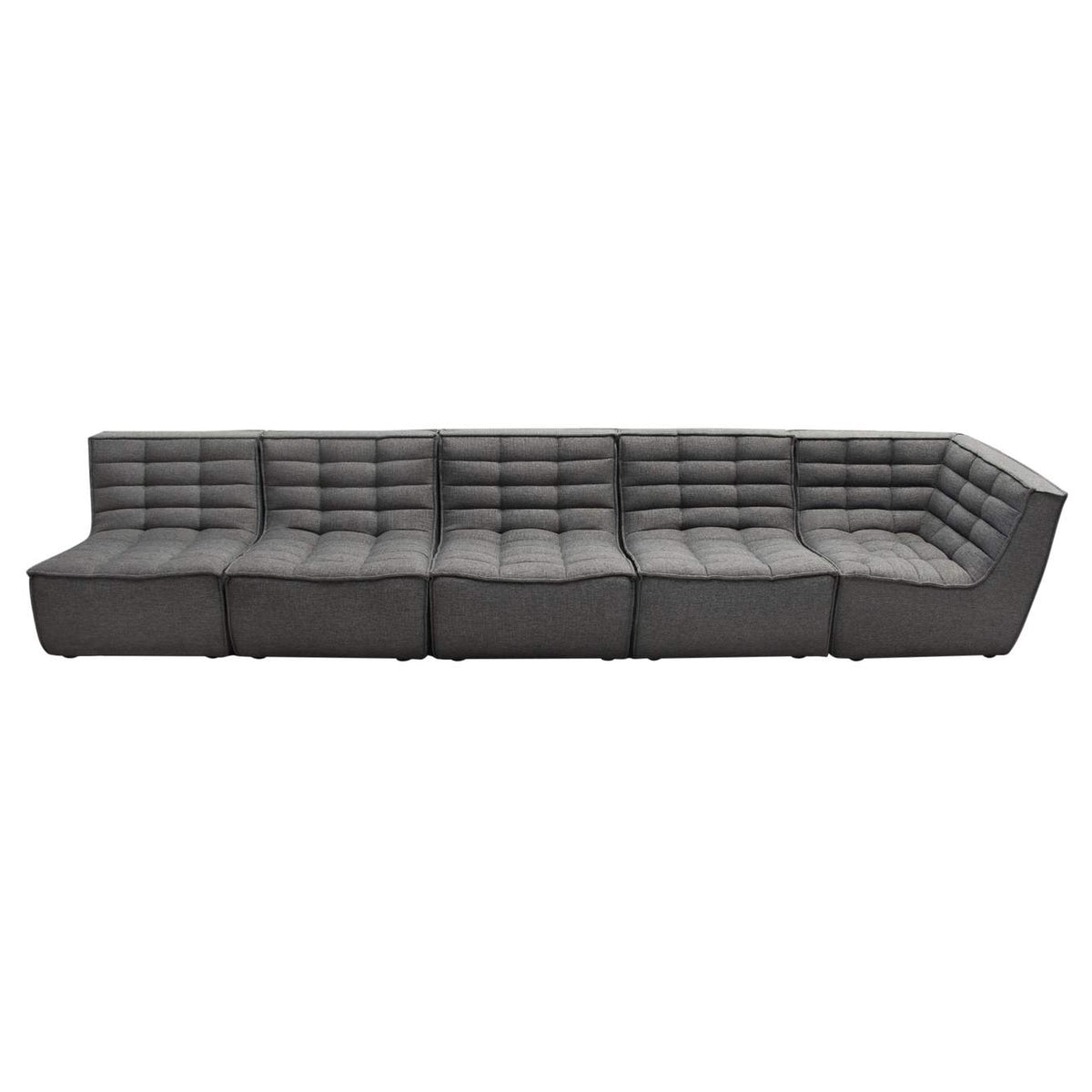 MARSHALL5PCGR Marshall 5pc Corner Modular Sectional W/ Scooped Seat In Grey Fabric