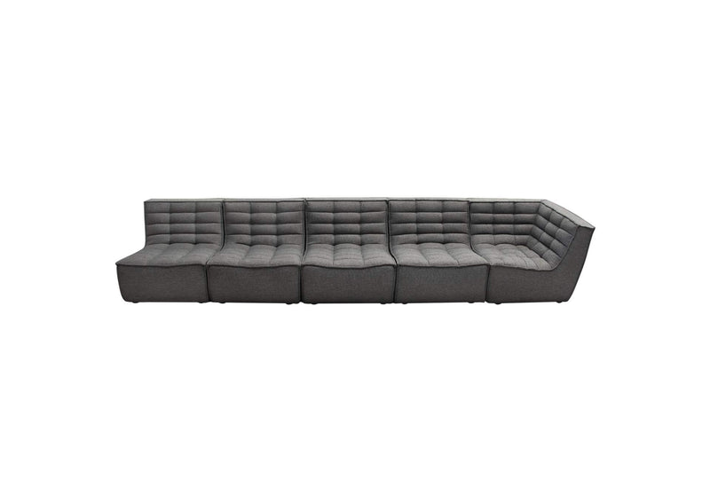 MARSHALL5PCGR Marshall 5pc Corner Modular Sectional W/ Scooped Seat In Grey Fabric