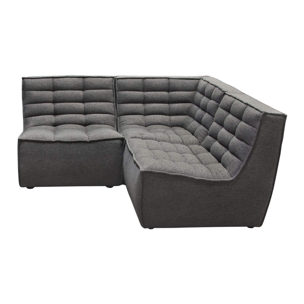 MARSHALL5PCGR Marshall 5pc Corner Modular Sectional W/ Scooped Seat In Grey Fabric