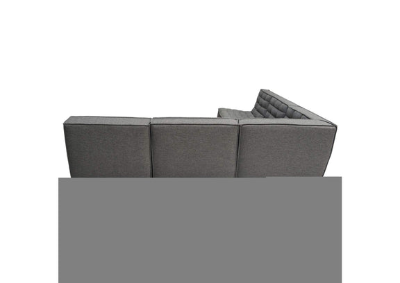 MARSHALL5PCGR Marshall 5pc Corner Modular Sectional W/ Scooped Seat In Grey Fabric