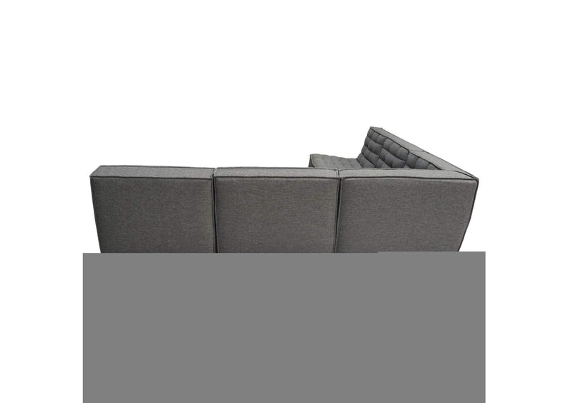 MARSHALL5PCGR Marshall 5pc Corner Modular Sectional W/ Scooped Seat In Grey Fabric