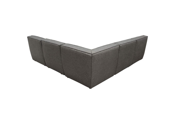 MARSHALL5PCGR Marshall 5pc Corner Modular Sectional W/ Scooped Seat In Grey Fabric
