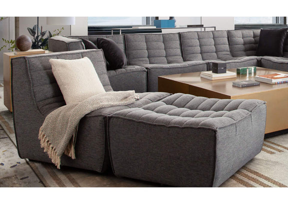 MARSHALLOTGR Marshall Scooped Seat Ottoman In Grey Fabric