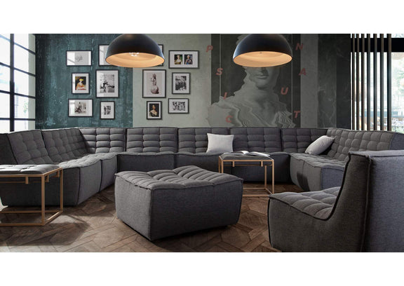 MARSHALLOTGR Marshall Scooped Seat Ottoman In Grey Fabric