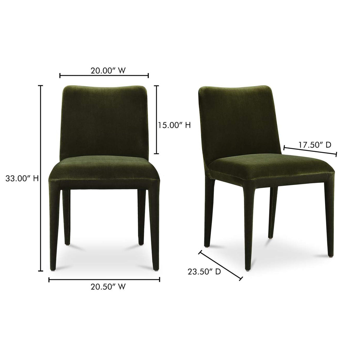 ME-1062-27 Calla Dining Chair Green Velvet - Set Of Two