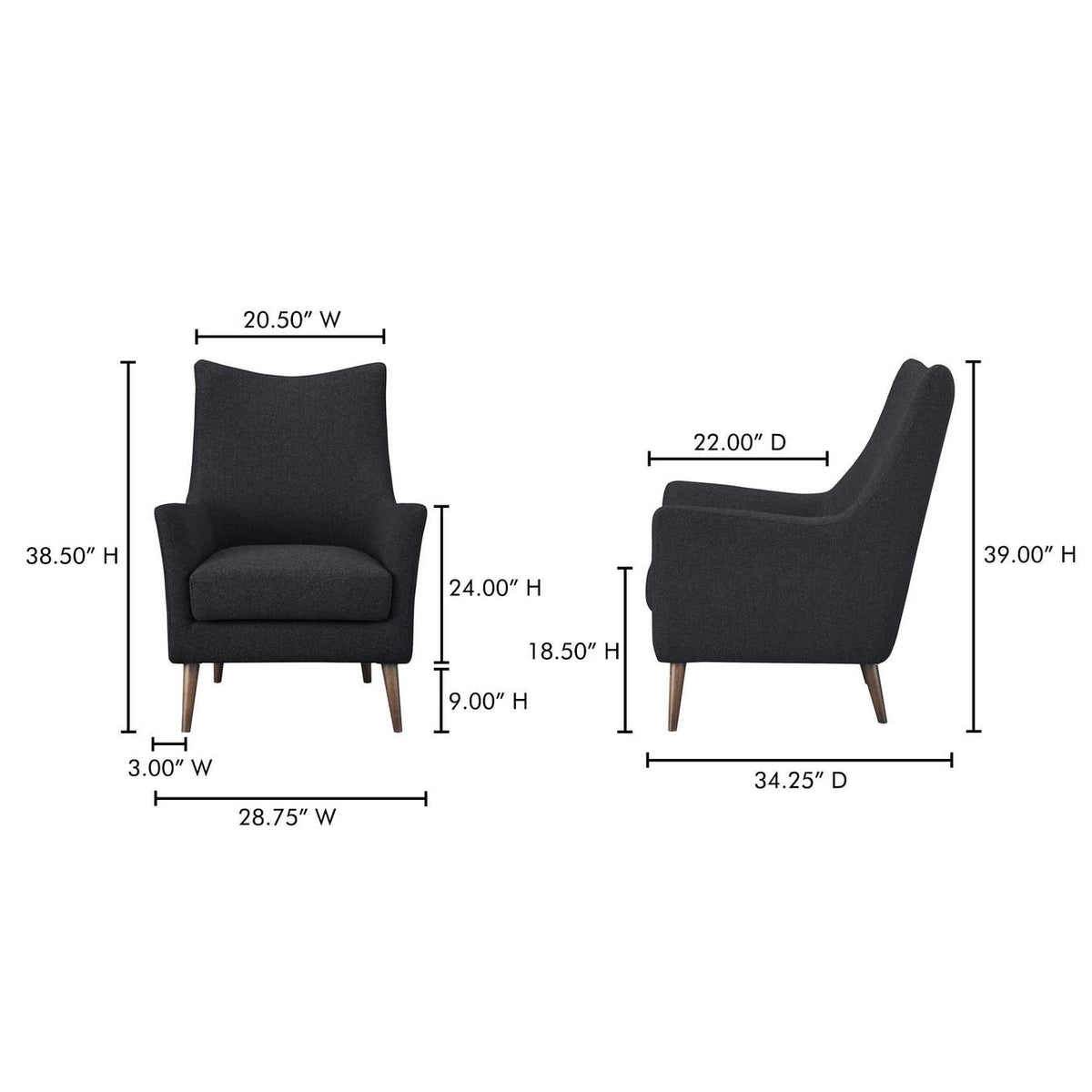 ME-1066-07 Fisher Armchair Wool Blend Charcoal