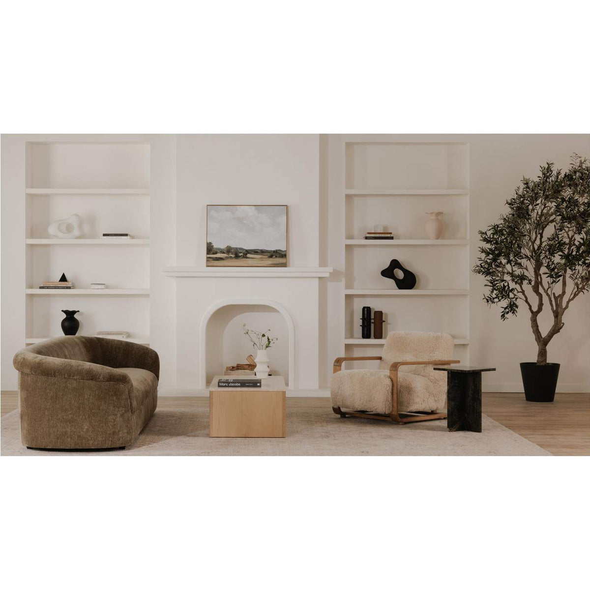ME-1073-05 Eckersley Lounge Chair Cream Faux Fur
