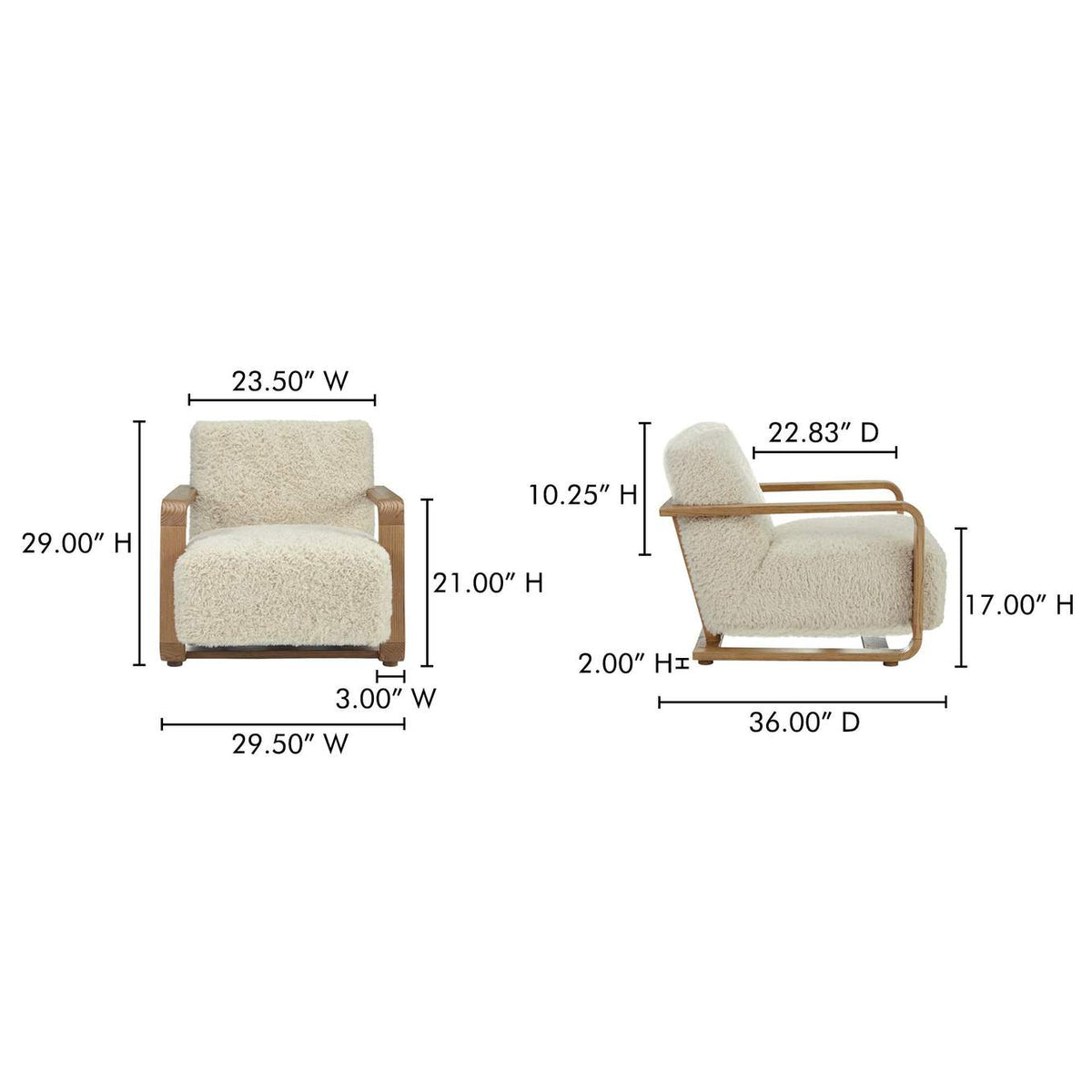 ME-1073-05 Eckersley Lounge Chair Cream Faux Fur