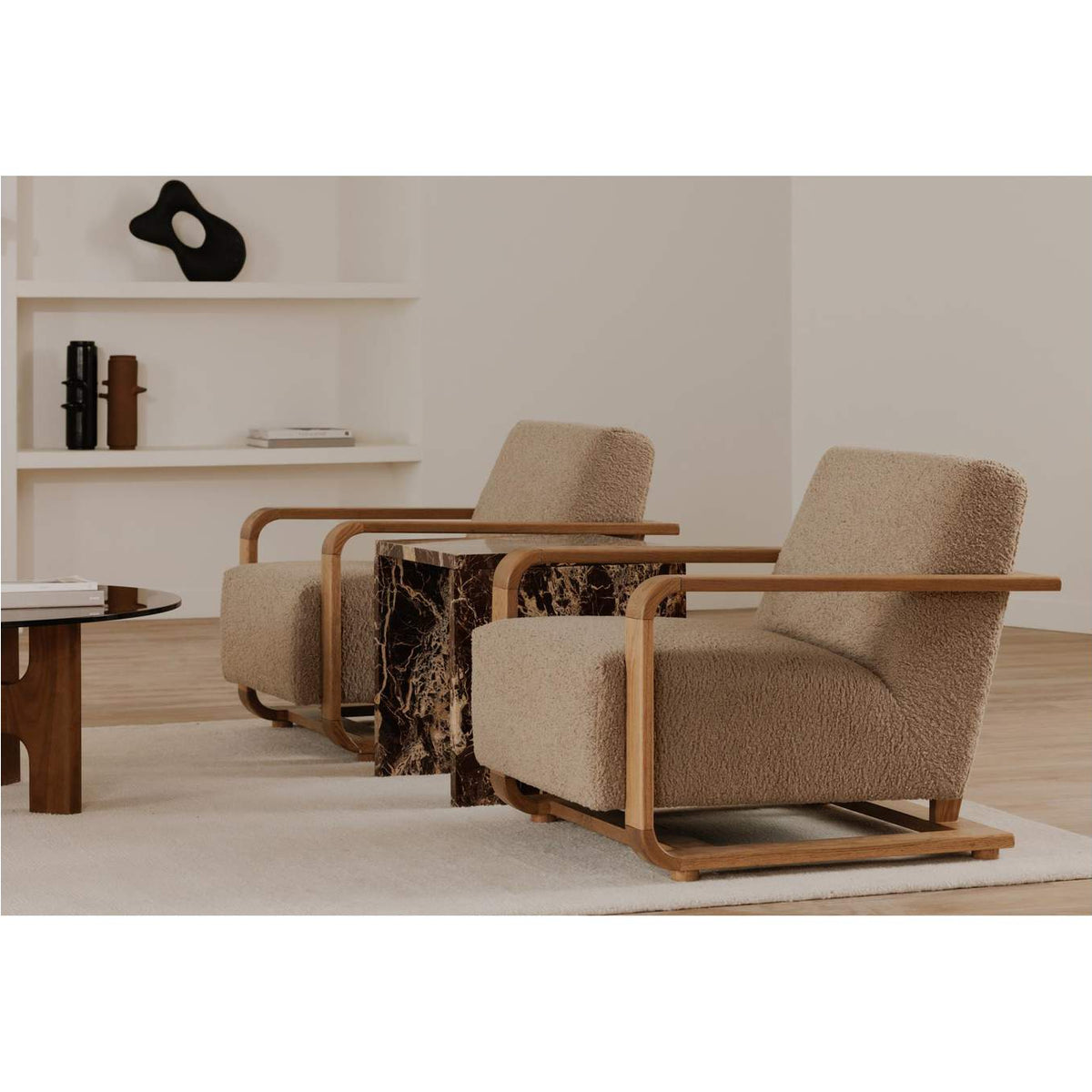 ME-1073-34 Eckersley Lounge Chair Beige Faux Shearling