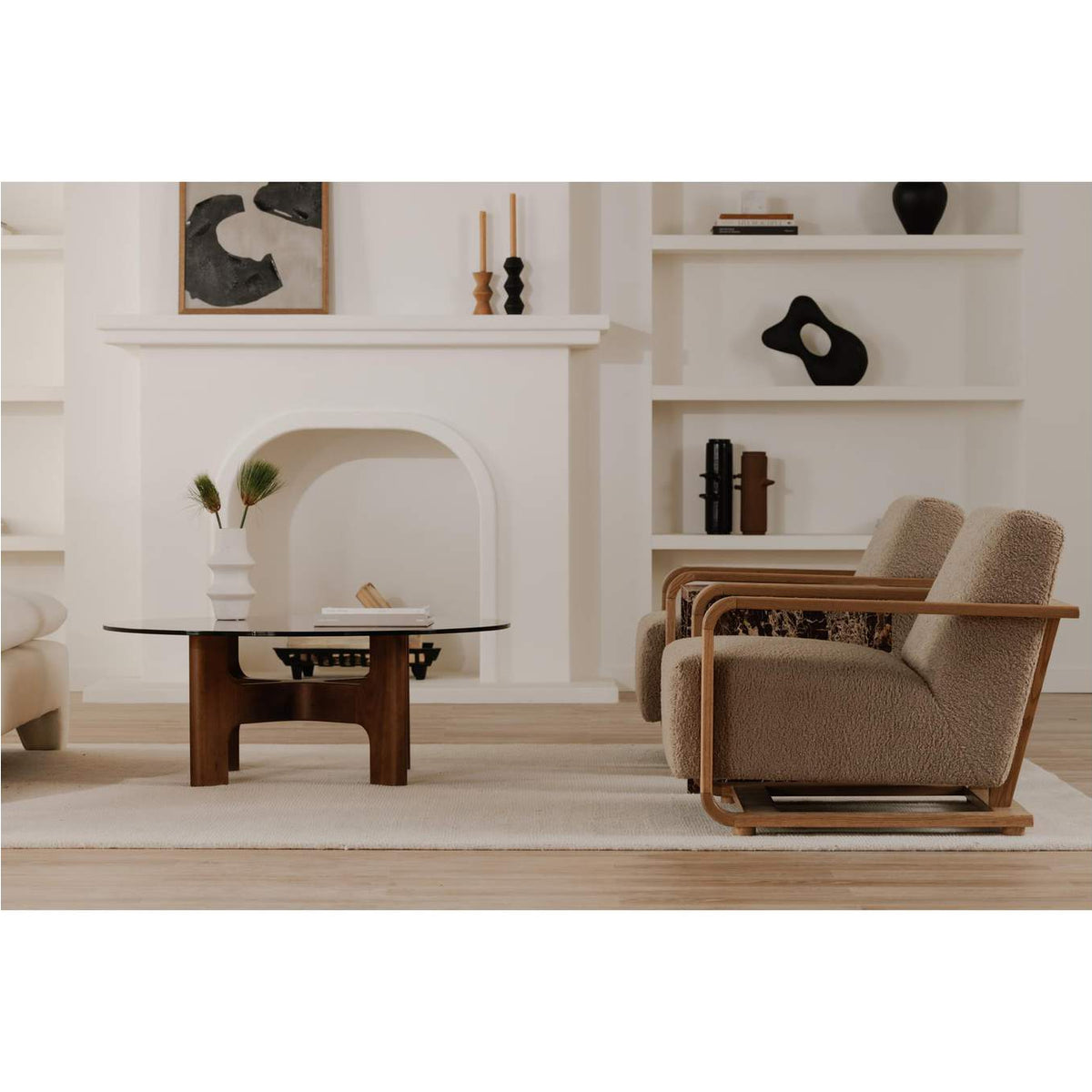 ME-1073-34 Eckersley Lounge Chair Beige Faux Shearling