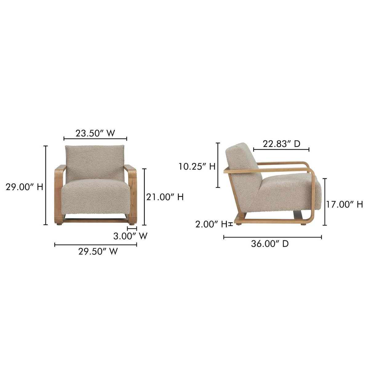 ME-1073-34 Eckersley Lounge Chair Beige Faux Shearling