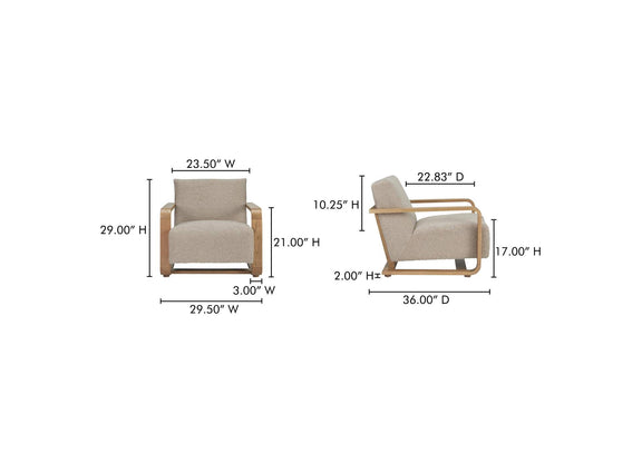 ME-1073-34 Eckersley Lounge Chair Beige Faux Shearling