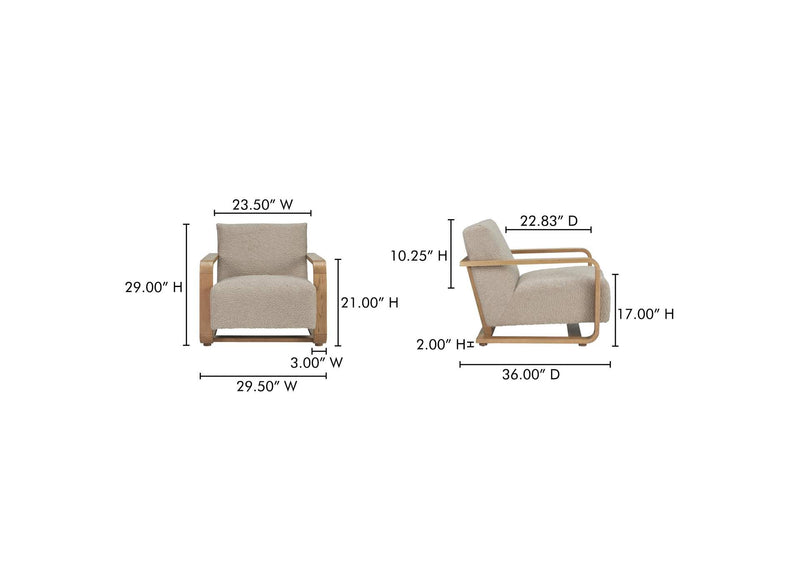 ME-1073-34 Eckersley Lounge Chair Beige Faux Shearling