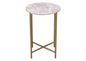Mika Round Accent Table w/ Rose Quartz Top w/ Brass Base by Diamond Sofa