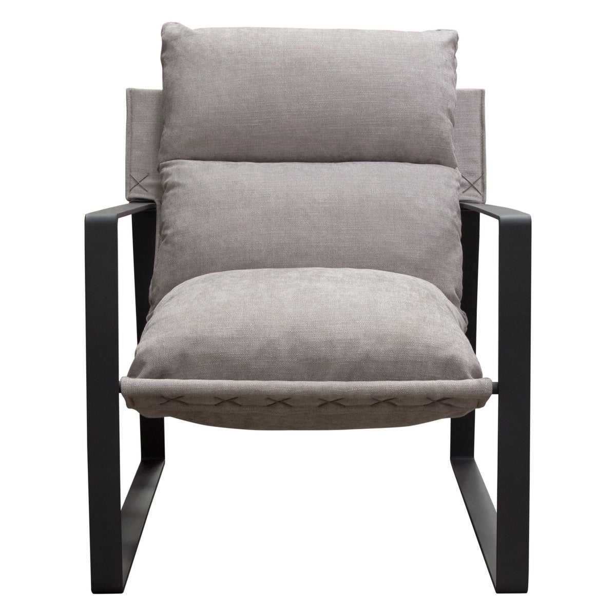Miller Sling Accent Chair in Grey Fabric w/ Black Powder Coated Metal Frame