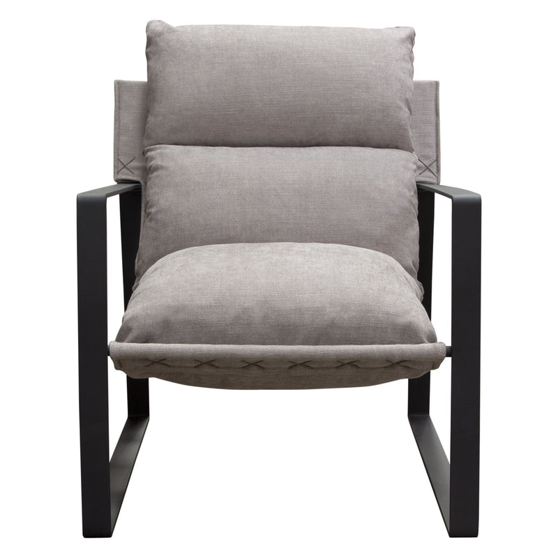 Miller Sling Accent Chair in Grey Fabric w/ Black Powder Coated Metal Frame