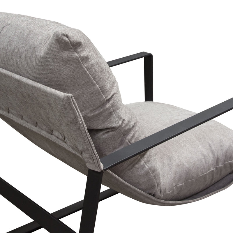 Miller Sling Accent Chair in Grey Fabric w/ Black Powder Coated Metal Frame