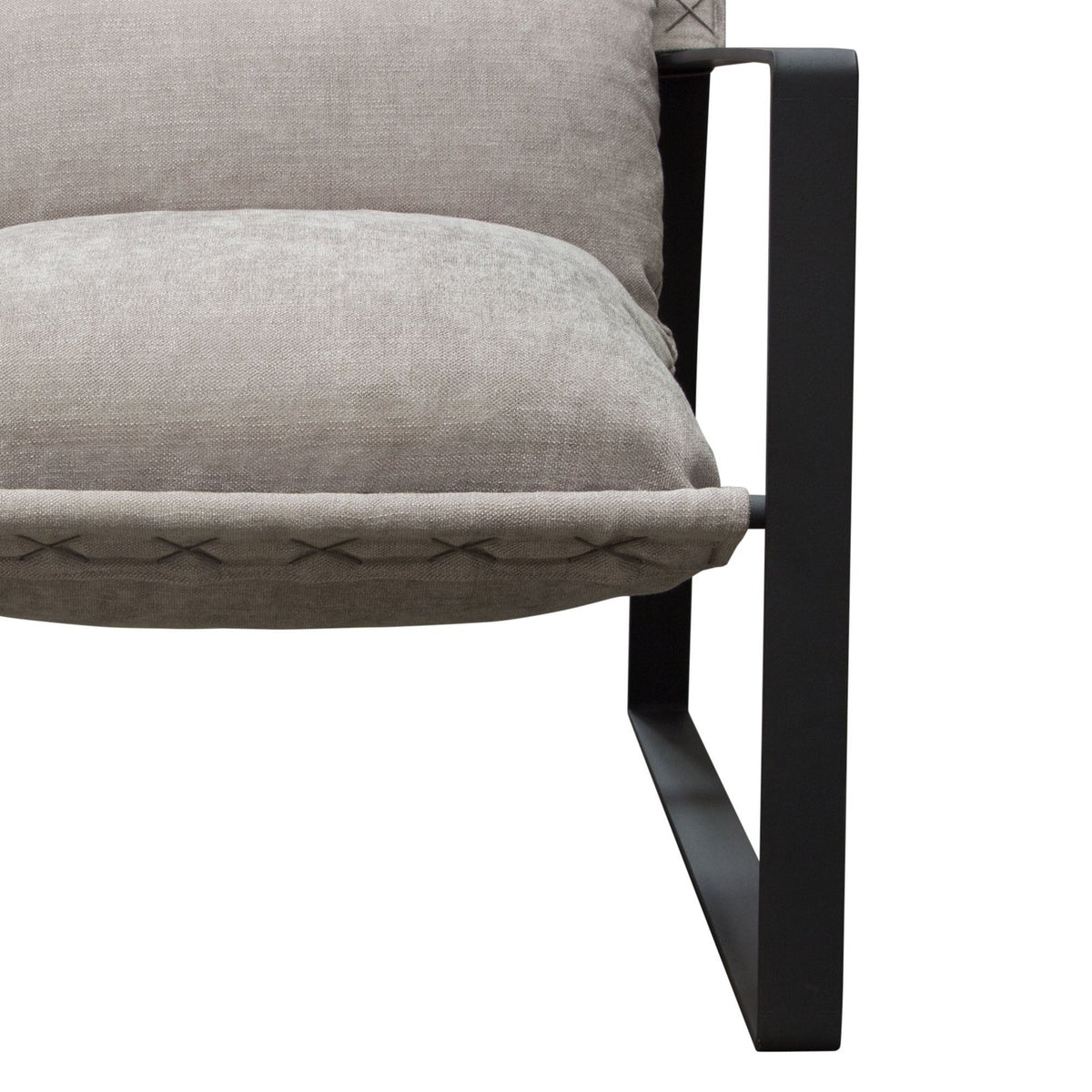 Miller Sling Accent Chair in Grey Fabric w/ Black Powder Coated Metal Frame
