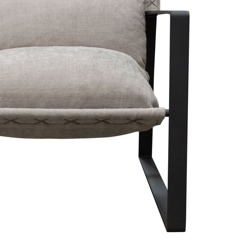 Miller Sling Accent Chair in Grey Fabric w/ Black Powder Coated Metal Frame