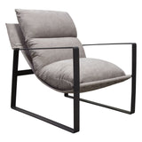 Miller Sling Accent Chair in Grey Fabric w/ Black Powder Coated Metal Frame