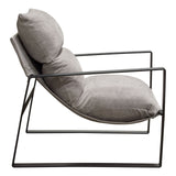 Miller Sling Accent Chair in Grey Fabric w/ Black Powder Coated Metal Frame
