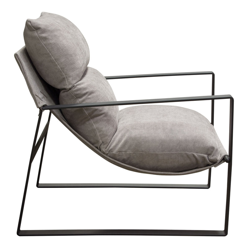 Miller Sling Accent Chair in Grey Fabric w/ Black Powder Coated Metal Frame