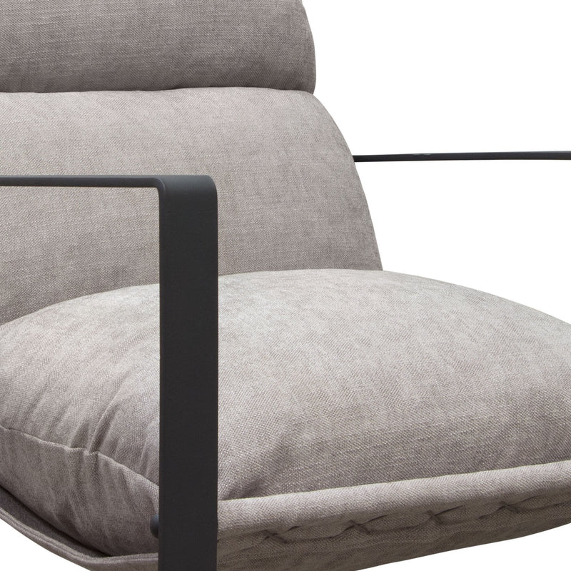 Miller Sling Accent Chair in Grey Fabric w/ Black Powder Coated Metal Frame